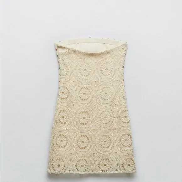 ZARA BLOGGER FAVORITE STRAPLESS CROCHET DRESS - Picture 11 of 12